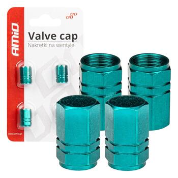 Alumīnija ventīļu vāciņš zaļš 4 pcs AMIO-03632 (03632)