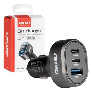 Auto USB ātrais lādētājs 3.0 PD65W PD20W AMIO-04177 (04177)