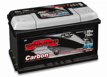 Auto akumulators 12 V / 80 AH / 750 A EN SZNAJDER START-STOP CARBON EFB.(+) atrodas labajā pusē (SZEFB80R)