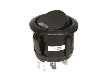 Apaļš slēdzis LED melns 12V 20A ⌀20mm (0810681)