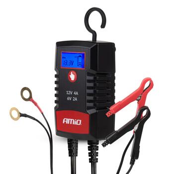 Digitals auto akumulator lādētājs AGM GEL STD LiFePo4 MAX 4A 6/12V PRO HOOK AMIO-04531 (04531)