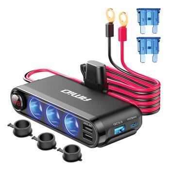 Piepīpētāja sadalītājs Extension socket with voltmeter AMIO-03782 (03782)