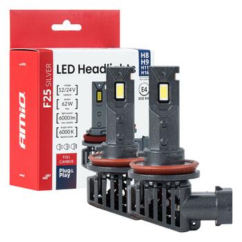 LED Headlights Serie F25 SILVER FULL CANBUS H8/H9/H11/H16 62W 12V 24V AMIO-04705 (04705)