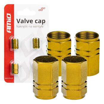 Alumīnija ventīļu vāciņš dzeltens 4 pcs AMIO-03633 (03633)