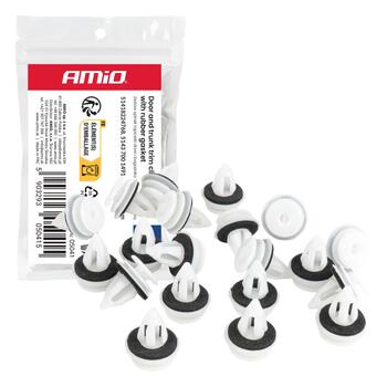 Durvju un bagāžas nodalījuma apdares klipšu komplekts ar gumijas blīvi 20 mm, 20 pcs. AMIO-05041 (05041)