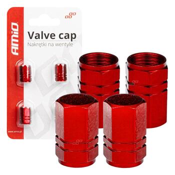Alumīnija auto ventiļu vāciņi micītes red 4 pcs (02238)