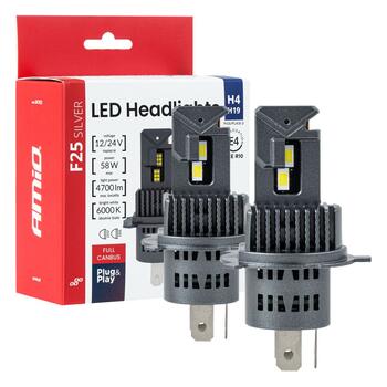 LED Headlights Series F25 SILVER FULL CANBUS H4/H19 54/58W 12V 24V AMIO-04703 (04703)