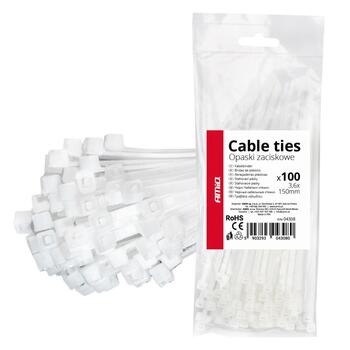 Plastmasas savilcēji balti 3.6×150mm 100 pcs. AMIO-04308 (04308)