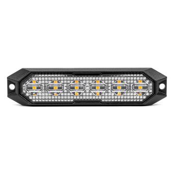 Bākuguns - stroboskops Slim Amber Grill Mount Flash Light 6x3W LED R65 R10 12/24V IP6K9K AMIO-03930 (03930)