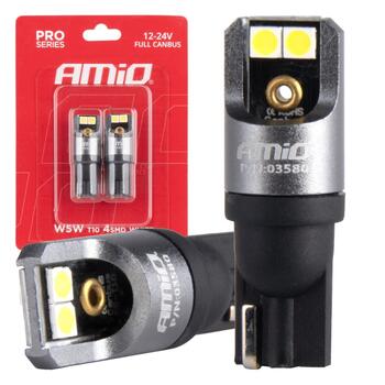 LED CANBUS PRO series T10 W5W 4x3030 SMD White 12/24V FULL CANBUS AMIO-03580 (03580)