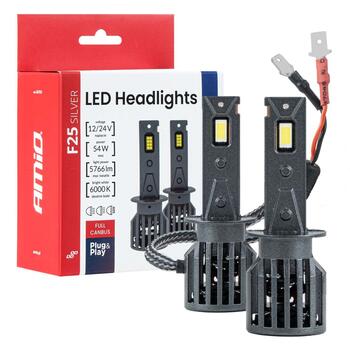 LED Headlights Series F25 SILVER FULL CANBUS H1 54W 12V 24V AMIO-04701 (04701)