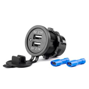 Ūdensdrošs USB lādētājs 2xUSB 12/24V MOD-04 (02854)