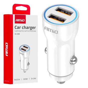 Automašīnas ligzdas Lādētājs 2xUSB-A 12/24V AMiO-03879 (03879)