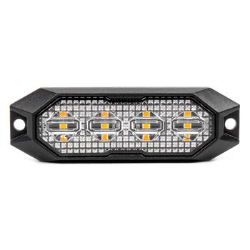 Bākuguns - stroboskops Slim Amber Grill Mount Flash Light 4x3W LED R65 R10 12/24V IP6K9K AMIO-03929 (03929)