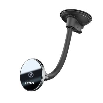 Auto telefona turētājs Suction mount Phone Holder with Wireless Charger 15W AMIO-03777 (03777)