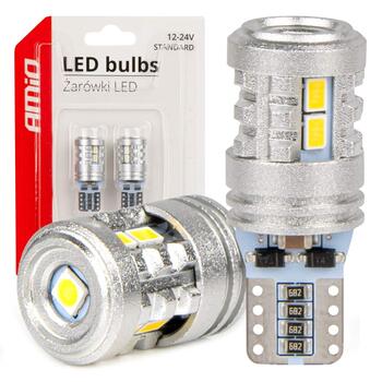 LED bulbs STANDARD T10 W5W 6x3020 + 1x3030 SMD White 12V/24V AMIO-03718 (03718)
