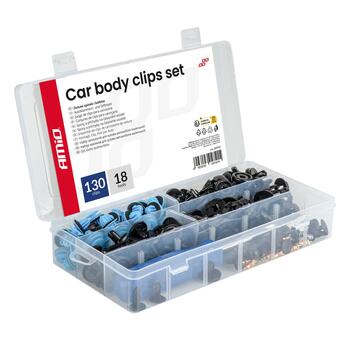 Auto virsbūves un remonta plastmasas skavas 148 pcs. with tools AMIO-04741 (04741)