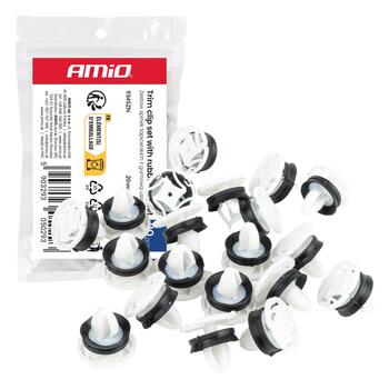 Apšuvuma klipšu komplekts ar gumijas blīvi 20 mm ⌀ 9 mm, 20 pcs. AMIO-05029 (05029)