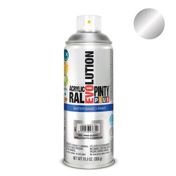 Ūdens bāzes akrila aerosola krāsa RAL 9006 PintyPlus Evolution 400ml (883)