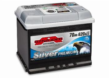 Auto akumulators 12 V / 70 AH / 620 A EN SZNAJDER  SILVER PREMIUM. (+) atrodas labajā pusē (SZS70R)
