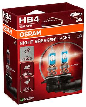 OSRAM SPULDZE HB4 51W 12V P22D +150% NIGHT BREAKER LASER (OS-9006NL-2HB)