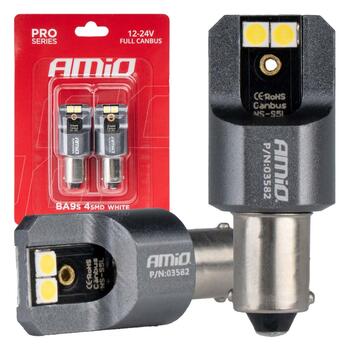 LED CANBUSPRO series BA9S 4x3030 SMD White 12/24V FULL CANBUSAMIO-03582 (03582)