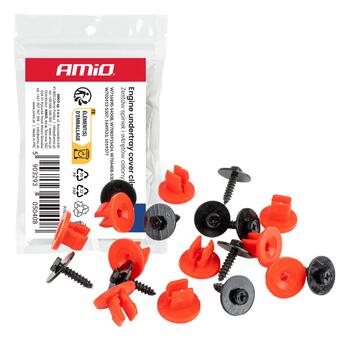 Dzinēja pārsega skavas un skrūvju komplekts, 10 sets AMIO-05040 (05040)