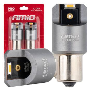 LED CANBUS PRO series PY21W 2x1860 SMD Amber 12V 24V AMIO-03594 (03594)