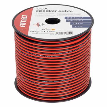 CCA skaļruņu kabelis 2x1.5mm2 100m 7.5A AMIO-04459 (04459)
