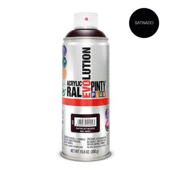 Akrila krāsa aerosolā satīna melns RAL 9005 Evolution PintyPlus 400ml (9005EVSAT)