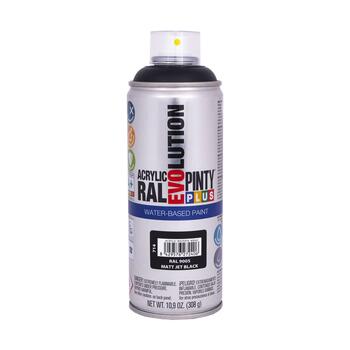 Ūdens bāzes akrila aerosola matēta krāsa melna RAL 9005 PintyPlus Evolution 400ml (714)