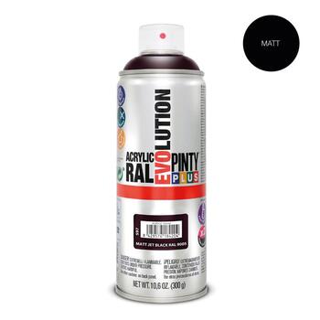 Akrila krāsa aerosolā melna matēta RAL 9005 Evolution PintyPlus 400ml (9005EVMAT)
