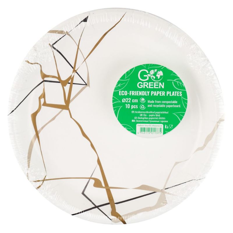 Ekoloģiski papīra šķīvji Marble Go Green Ø22cm 10 gab./ 0,11kg (1901205)