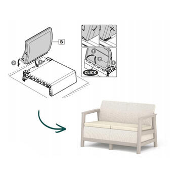 Dārza dīvāns divvietīgs Scandi Linea 2 Seater Sofa oļu pelēks/gaiši bēšs (29214640ECO)