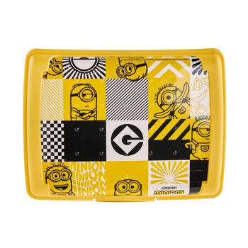 Pārtikas uzglabāšanas trauks deco-click-box mini 0,5L Carla "Minions Mosaic" 17x13x3,5cm dzeltens (0610704205361)