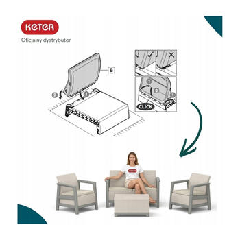 Dārza mēbeļu komplekts Scandi Linea 2 Seater Set oļu pelēks/gaiši bēšs (29214644ECO)