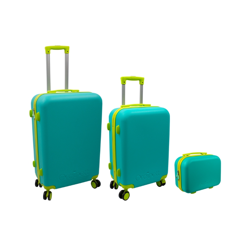 Čemodānu komplekts 3 gab. 60L (42x25x64cm) + 43L ( 36x23x56cm) + 15L (24x17x33cm) zaļš (128228008)