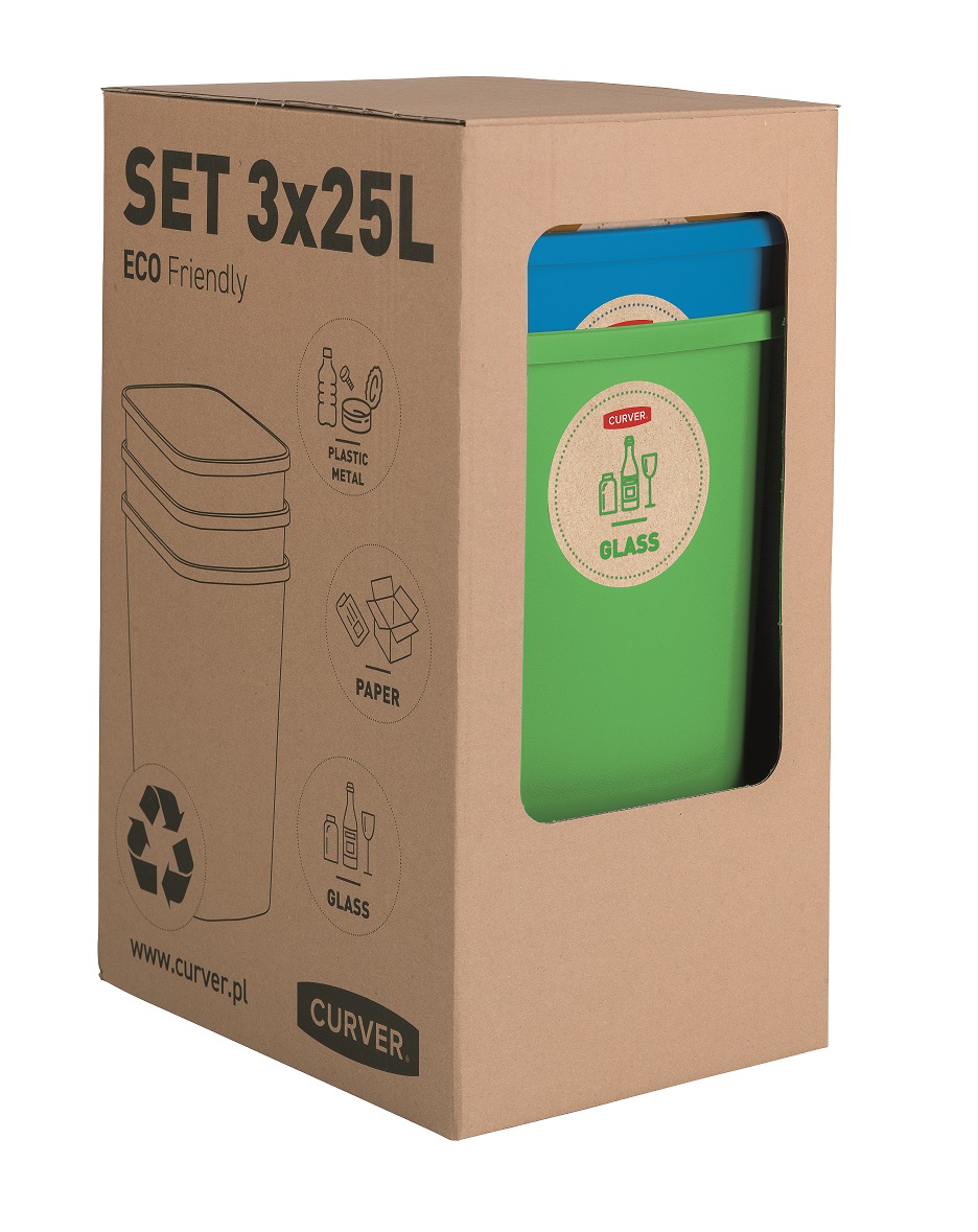Atkritumu spaiņu bez vāka komplekts Deco Flip Bin 3x25L zils/zaļš/dzeltens (0802174999)