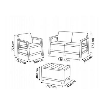 Dārza mēbeļu komplekts Scandi Linea 2 Seater Set oļu pelēks/gaiši bēšs (29214644ECO)