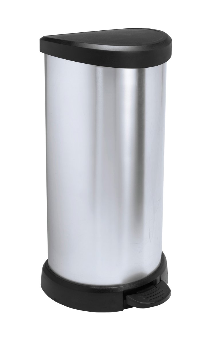 Мусорное ведро с педалью металлизированное Deco Bin 40л серебряный (0802150582)