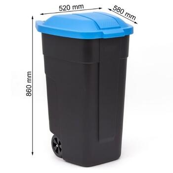 Atkritumu tvertne uz riteņiem 110L melna/zila (2912900857)