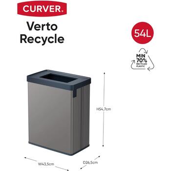 Прямоугольный металлизированный мусорный бак Verto Recycle 54 л жемчужно-серый (0800395Y83)
