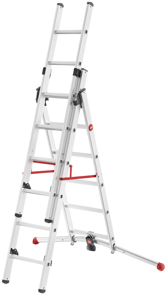 Kāpnes kombinējamās S100 Hailo ProfiLOT / alumīnija / 2x9+1x8 pakāpieni (039309507)