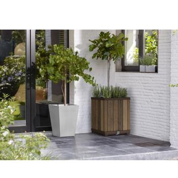 Puķu pods Deco Square Tall Planter Walnut (29213623533)