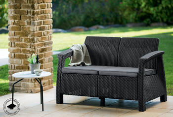Садовый диван двухместный Corfu Love Seat коричневый (29197359599)