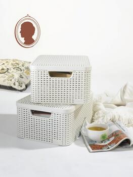 Коробка с крышкой Style M 39,3x29,3x18,7cм кремовая (0803618885)