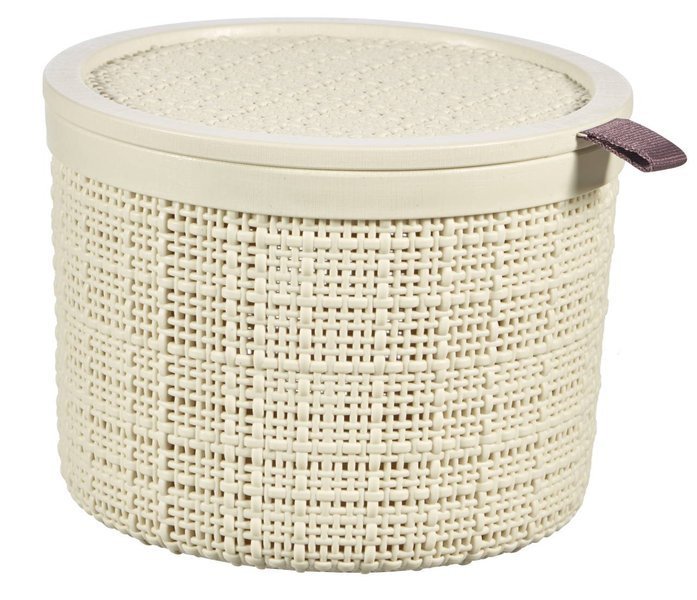 Groziņš ar vāciņu Jute apaļš 2L &Oslash;17x13cm krēmkrāsā (0801903885)
