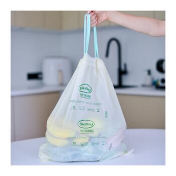Компостируемые пакеты для мусора с завязками BioBag 50 л (10 шт. в рулоне) 25 мкр. 60x70 см, зеленые. (35181083)