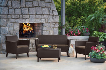 Dārza dīvāns divvietīgs Salemo 2 Seater Sofa bēšs (29209038587)
