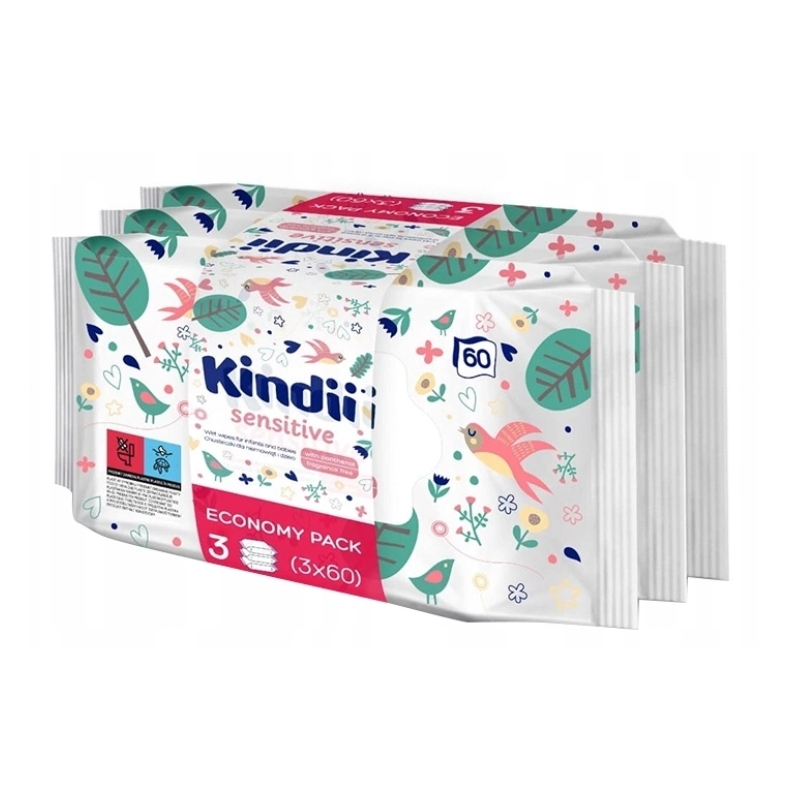 Mitro salvešu komplekts mazuļiem Kindii Sensitive 3x60 gab.  (2220222240)
